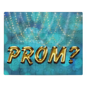 Prom? Promposal Faux Gold Twinkle Lights Jigsaw Puzzle