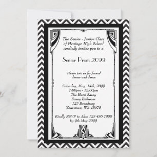 Prom senior, Gatsby style, black & white, frame Invitation