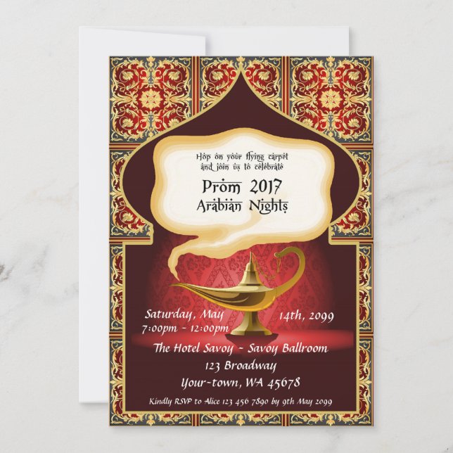 Prom Senior-Junior, Arabian, red & gold_Julieth K Invitation (Front)