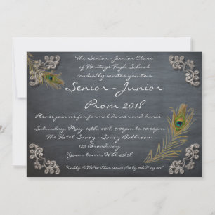 Prom Senior-Junior, chalkboard, editable,two-sided Invitation