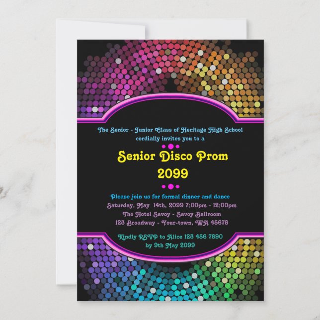 Prom senior junior, Disco,Gatsby style,Disco light Invitation (Front)