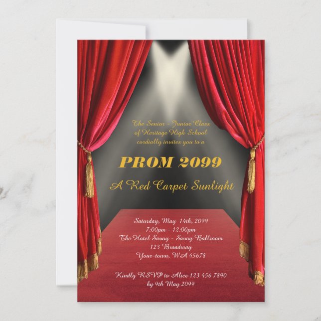 Prom Senior-Junior, Gatsby style, Red Carpet Night Invitation (Front)
