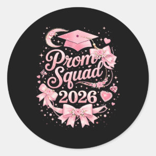 Prom Squad 2026 Coquette Bow Graduation Cl Of 2026 Classic Round Sticker