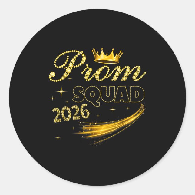 Prom Squad Graduation Class 2026 Classic Round Sticker (Front)