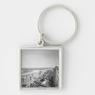 Promenade and beach B&W elevated view Key Ring
