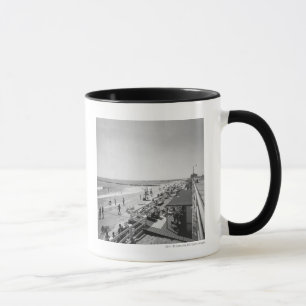 Promenade and beach B&W elevated view Mug