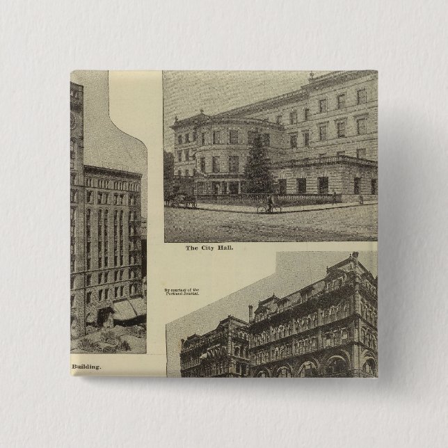 Prominent bldgs, Portland, Oregon 15 Cm Square Badge (Front)