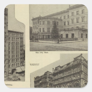 Prominent bldgs, Portland, Oregon Square Sticker
