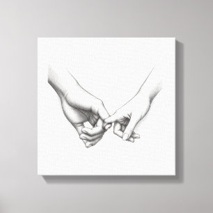 Promise Couple Hands Colouring Page Art Canvas Print