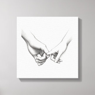 Promise Couple Hands Colouring Page Art Canvas Print