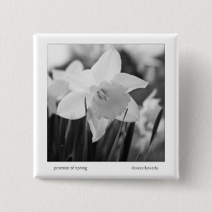 promise of spring daffodil jonquil black and white 15 cm square badge