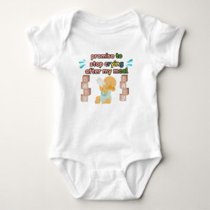 Promise to Stop Crying White Baby Bodysuit