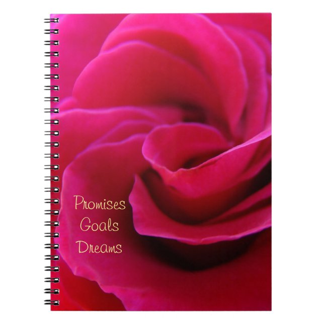 Promises Goals Dreams Notebook Pink Rose Flower (Front)
