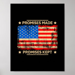 Promises Made Promises Kept Trump Saying Usa Flag Poster