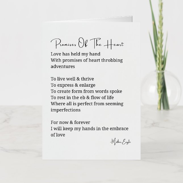 Promises of the heart love poem foil greeting card (Front)
