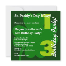 PROMO5 13th Teen ST PATRICK Birthday Shamrock