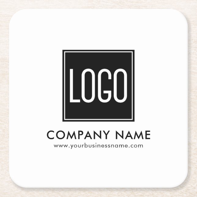 Promo Brand | Business Company Logo Square Paper Coaster (Front)