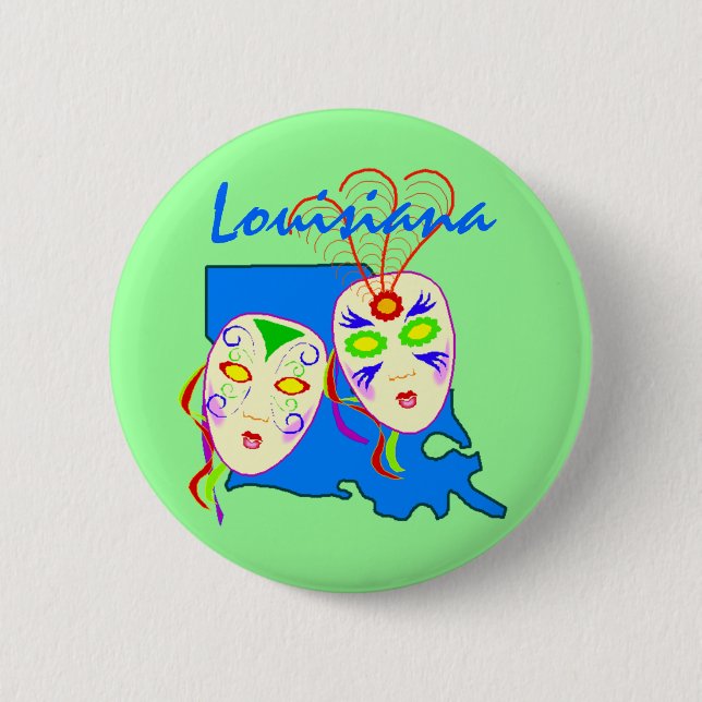 Promo Buttons ~ State Louisiana Mardi Gras Masks (Front)