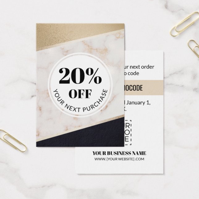 Promo Code Gold Black Colour Block Discount Cards (Office)