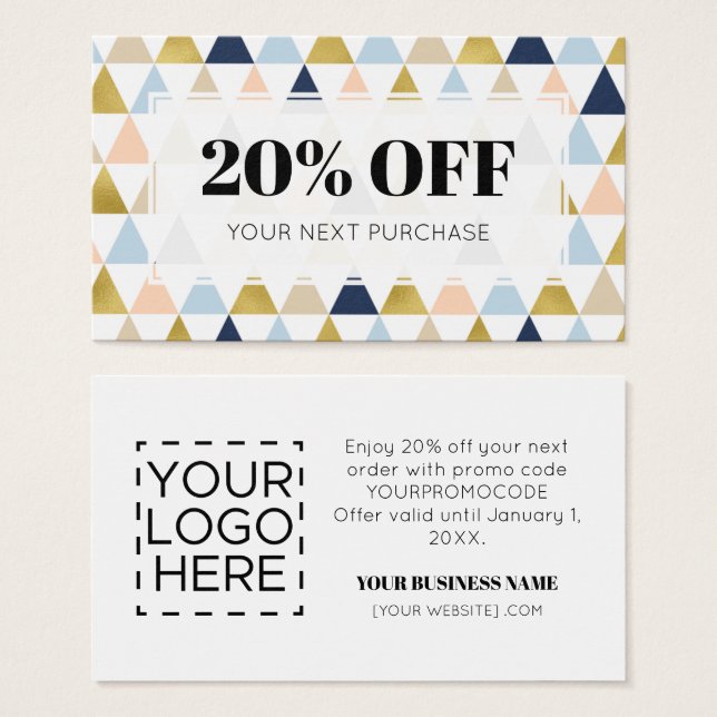 Promo Code Modern Geometric Discount Cards (Front & Back)