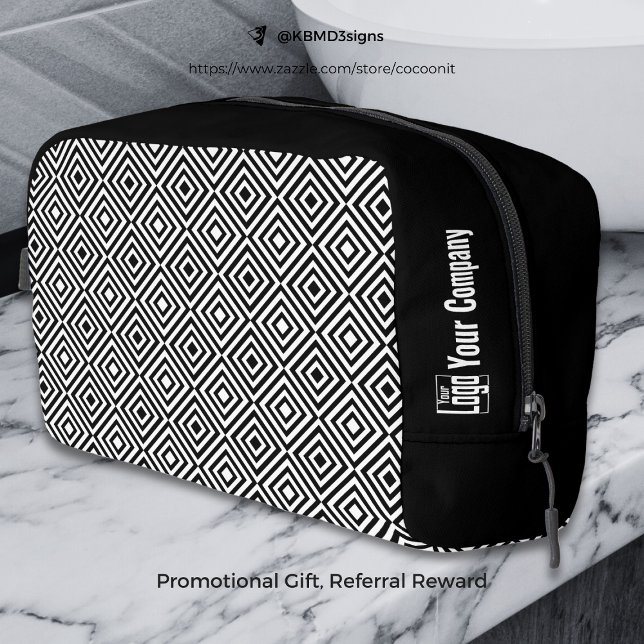 Promo Company Logo Name Black & White Tile Pattern Dopp Kit (Creator Uploaded)