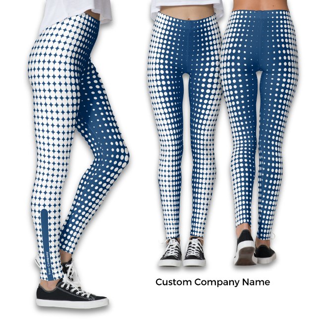 Promo Company Name Blue & White Halftone Pattern Leggings (Creator Uploaded)