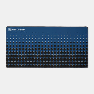 Promo Half Tone Pattern Blue White Black Logo Name Desk Mat