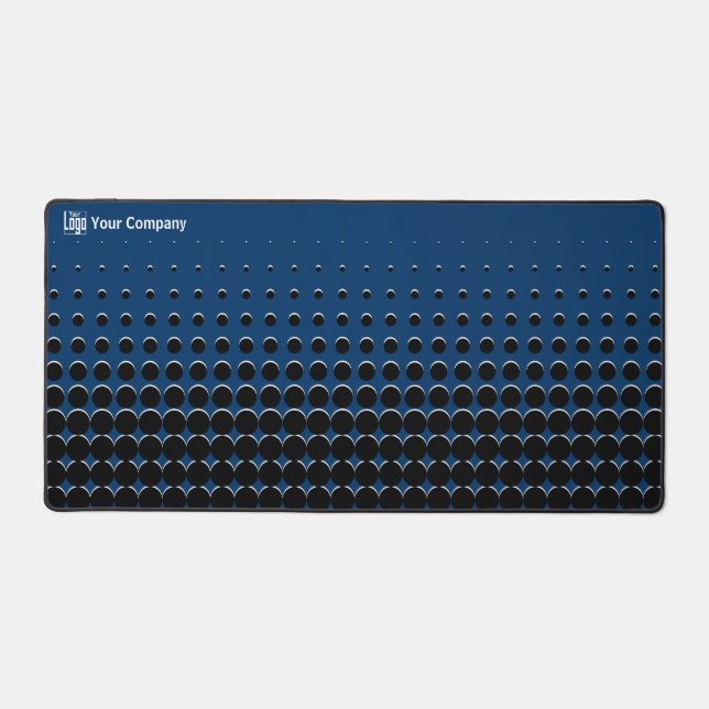 Promo Half Tone Pattern Blue White Black Logo Name Desk Mat (Front)