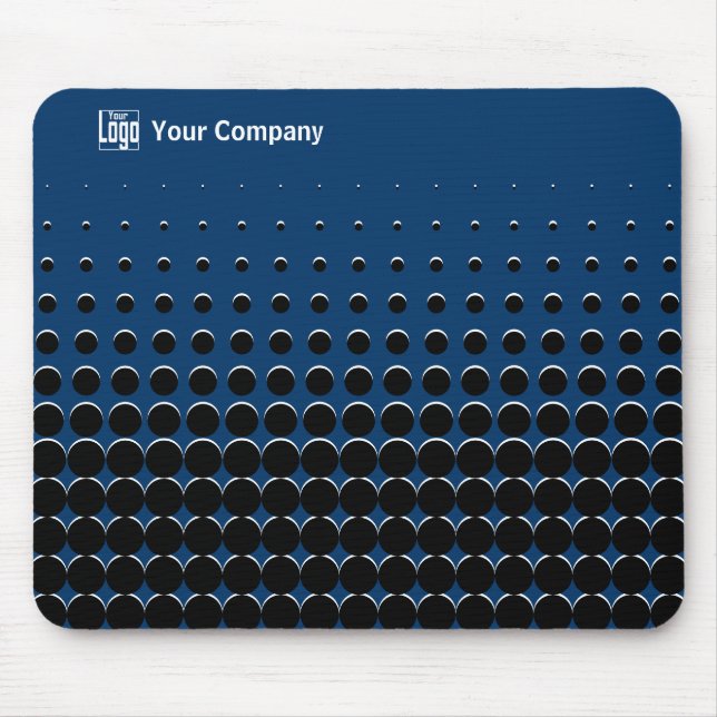 Promo Half Tone Pattern Blue White Black Logo Name Mouse Mat (Front)