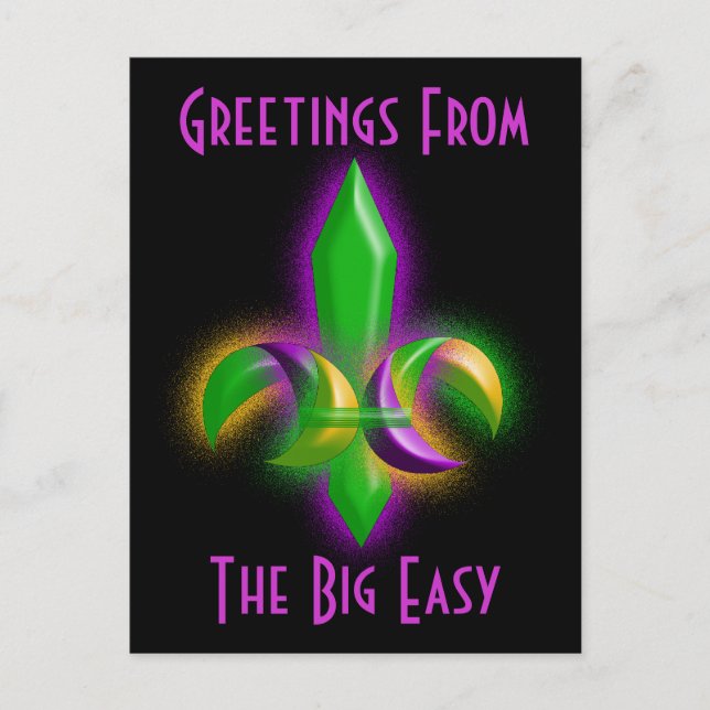 Promo Postcard Glowing Fleur-de-lis New Orleans LA (Front)