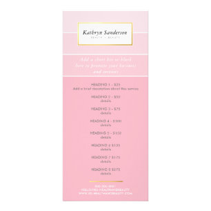 PROMO PRICE SERVICES LIST modern chic pink ombre Rack Card
