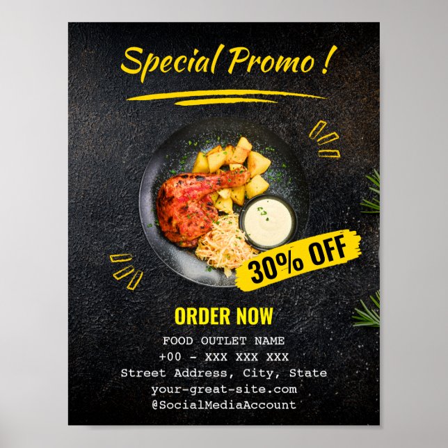 Promo Specials Restaurant Food Poster (Front)