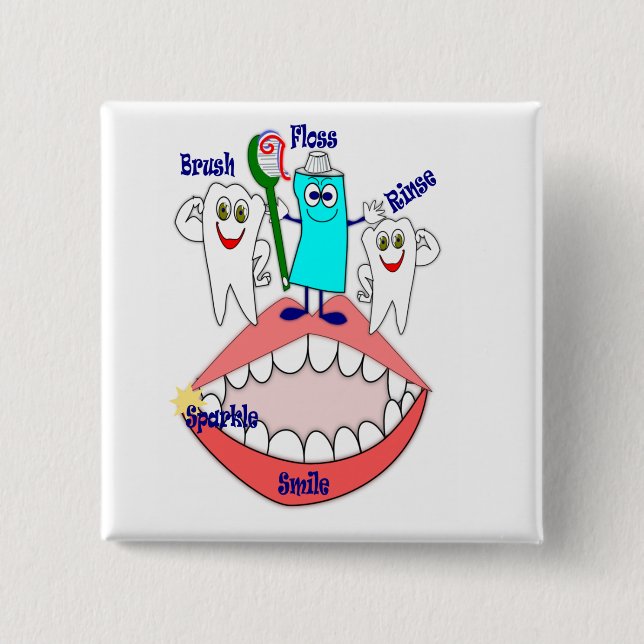Promote Dental Hygiene 15 Cm Square Badge (Front)