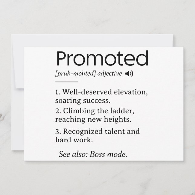 promoted coworker funny definition holiday card (Front)