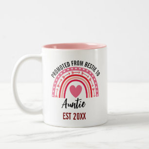 Promoted From Bestie To Auntie, Aunt To Be Gift Co Two-Tone Coffee Mug