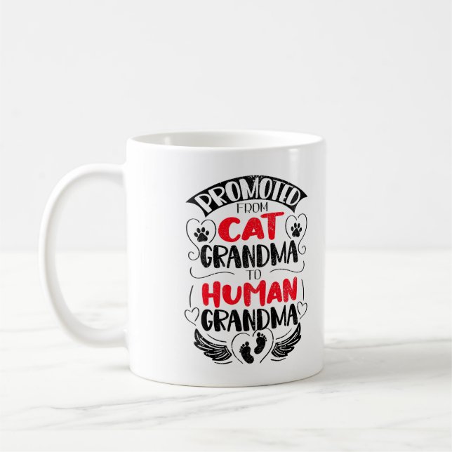 Promoted from Cat Grandma to Human Grandma Coffee Mug (Left)