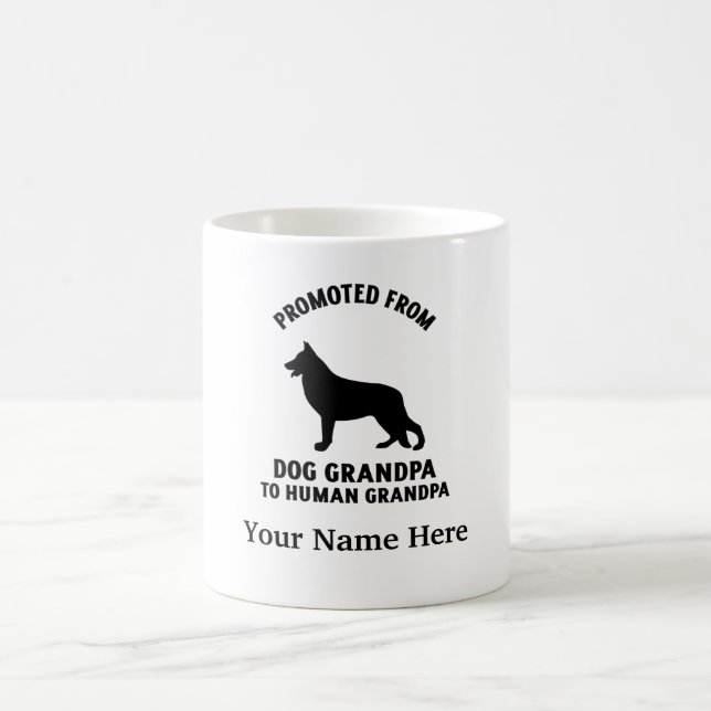 Promoted from dog grandpa to human grandpa coffee mug (Center)