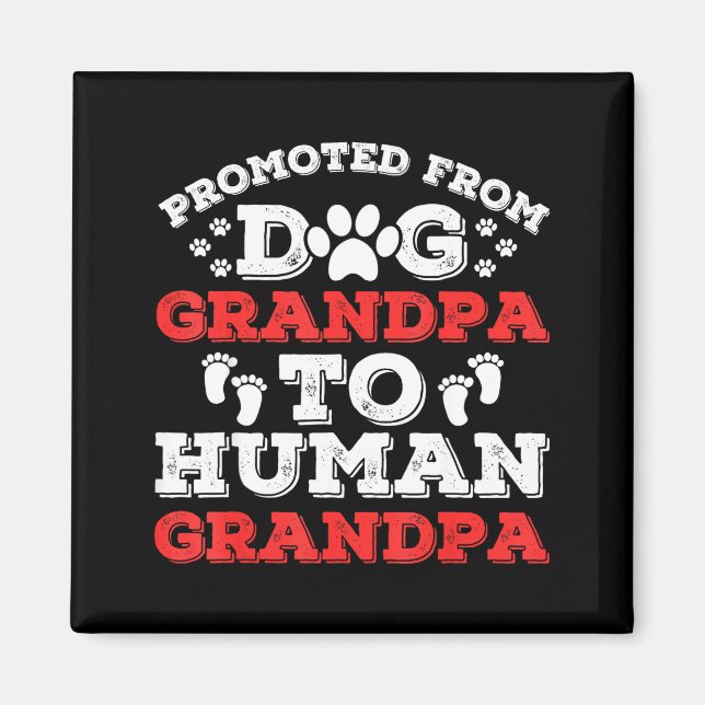 Promoted From Dog Grandpa To Human Grandpa Funny N Magnet (Front)