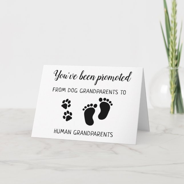 Promoted From Dog Grandparents Pregnancy Announce Note Card (Front)