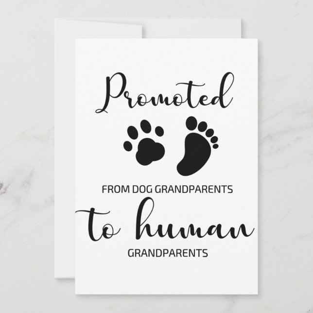 Promoted from dog grandparents to human, pregnancy thank you card (Front)
