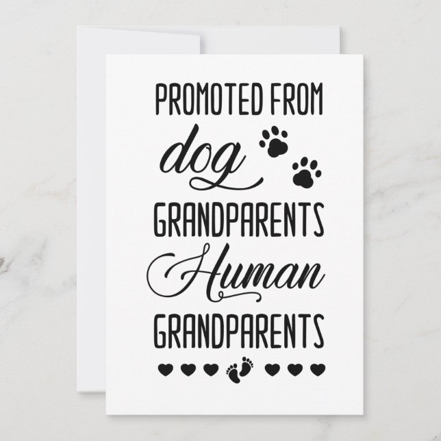 Promoted from dog grandparents to human, pregnancy thank you card (Front)