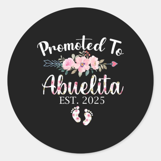 Promoted To Abuelita 2025 First Time New Grandma P Classic Round Sticker (Front)