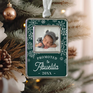 Promoted to Abuelita   Baby Photo Grandma Silver Plated Framed Ornament