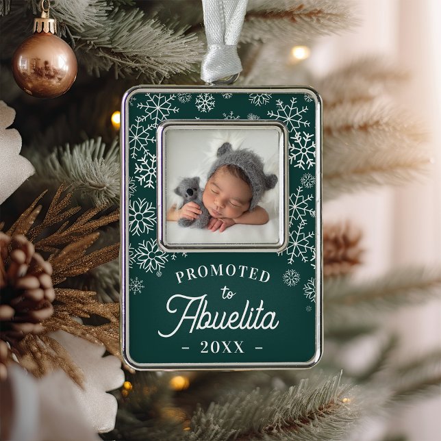 Promoted to Abuelita | Baby Photo Grandma Silver Plated Framed Ornament (Creator Uploaded)
