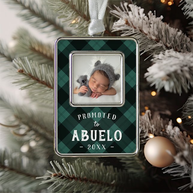 Promoted to Abuelo Baby Photo Silver Plated Framed Ornament (Creator Uploaded)