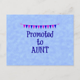 Promoted to Aunt, banner on blue bokeh background Postcard