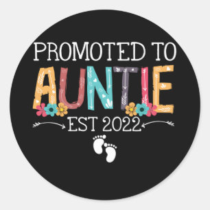Promoted To Aunt EST 2022 Auntie Reveal Classic Round Sticker