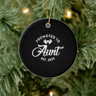 Promoted To Aunt Est 2024 Funny New Aunt Gift Ceramic Tree Decoration