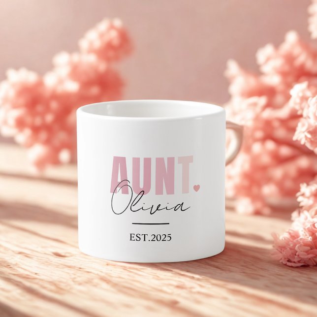 Promoted to Aunt EST 2025 | Custom New Aunt Gift Espresso Cup (Creator Uploaded)
