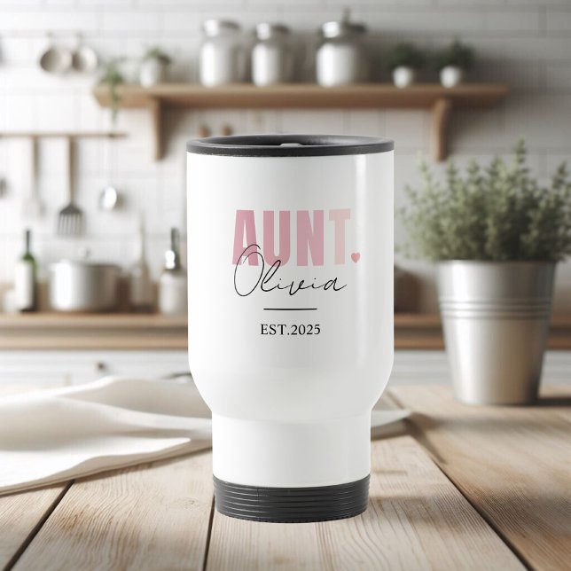 Promoted to Aunt EST 2025 | Custom New Aunt Travel Mug (Creator Uploaded)